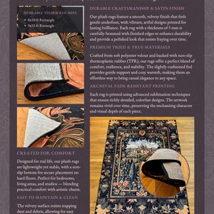 a brochure with a picture of a rug on it