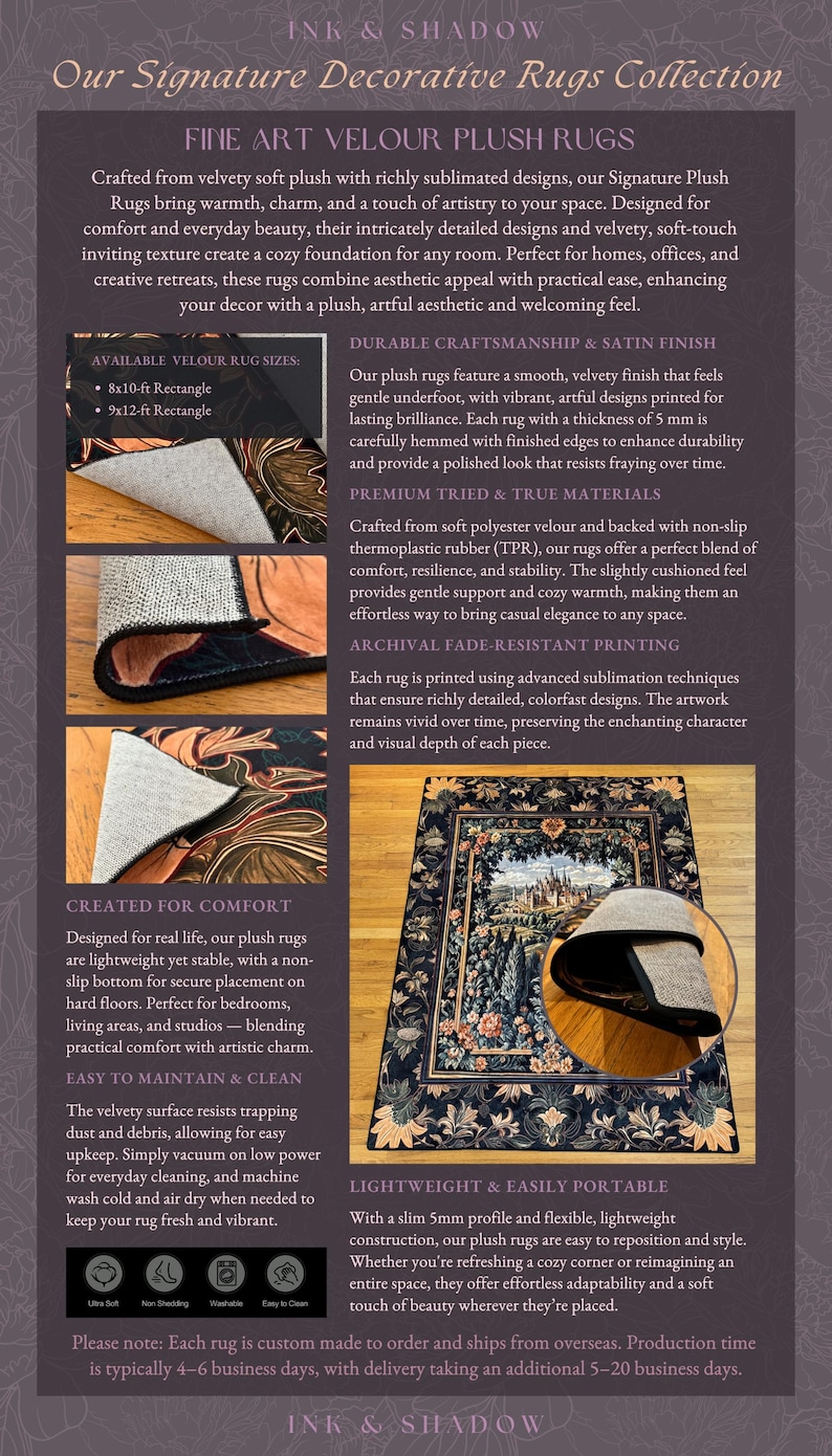 a brochure with a picture of a rug on it