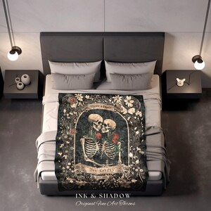 Tarot Blanket 'The Lovers' Custom | Personalized Wedding Anniversary Blanket Spooky Gift for Goths Custom Ghost Gift Mr & Mrs Anniversary | image 3