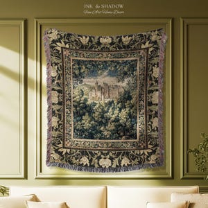 Ethereal Fairytale Fantasy Castle Tapestry | Dark Academia Woodland Fairy Folklore Princess Aesthetic Magical Landscape Forestcore Romantic image 17