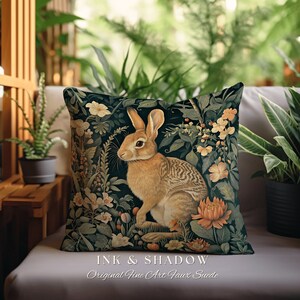 Fairycore Rabbit Throw Pillow | Couch Cushion William Morris Throw ...