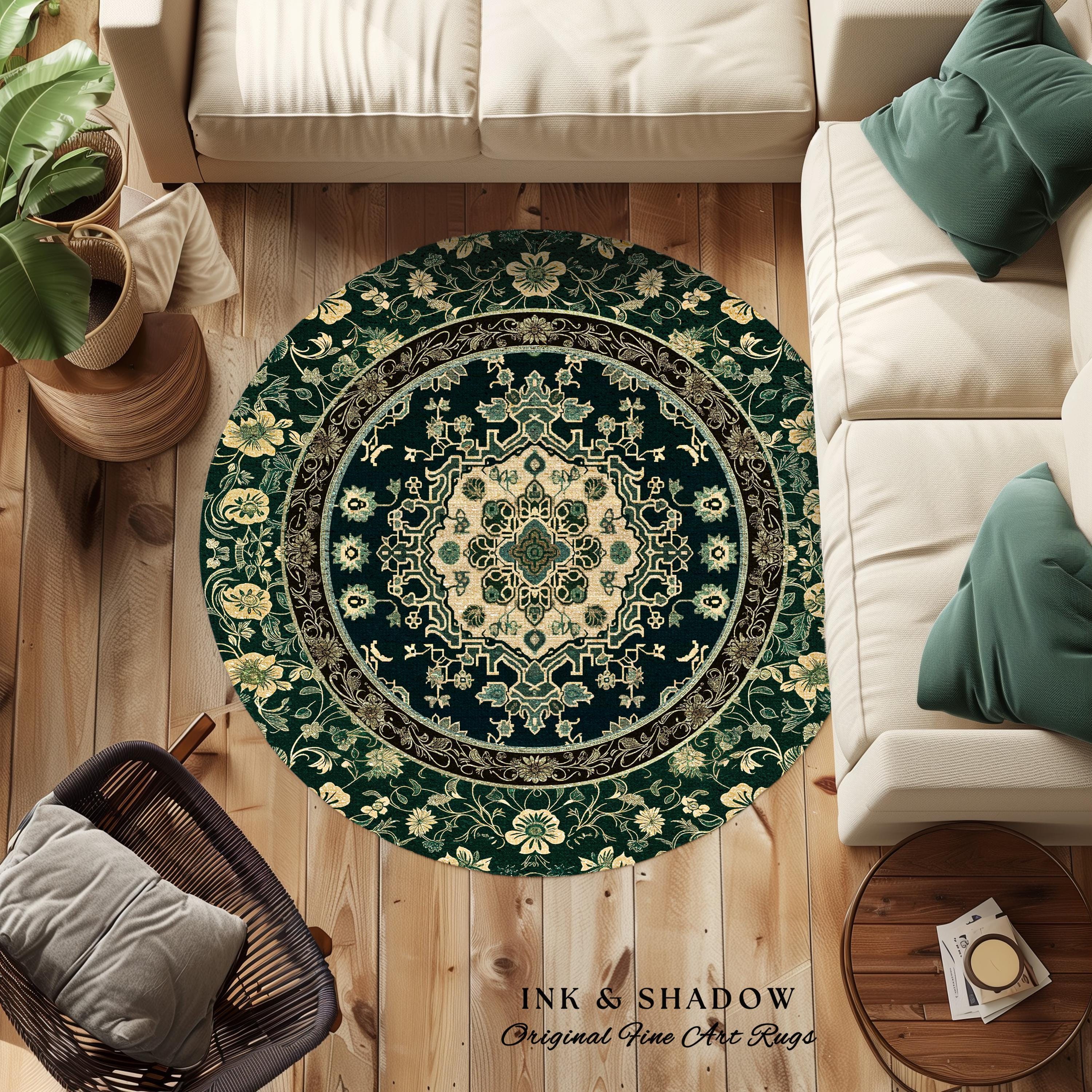 Victorian Gothic Bedroom Round Rug | Reading Nook Cozy Floor Rug Ornate ...