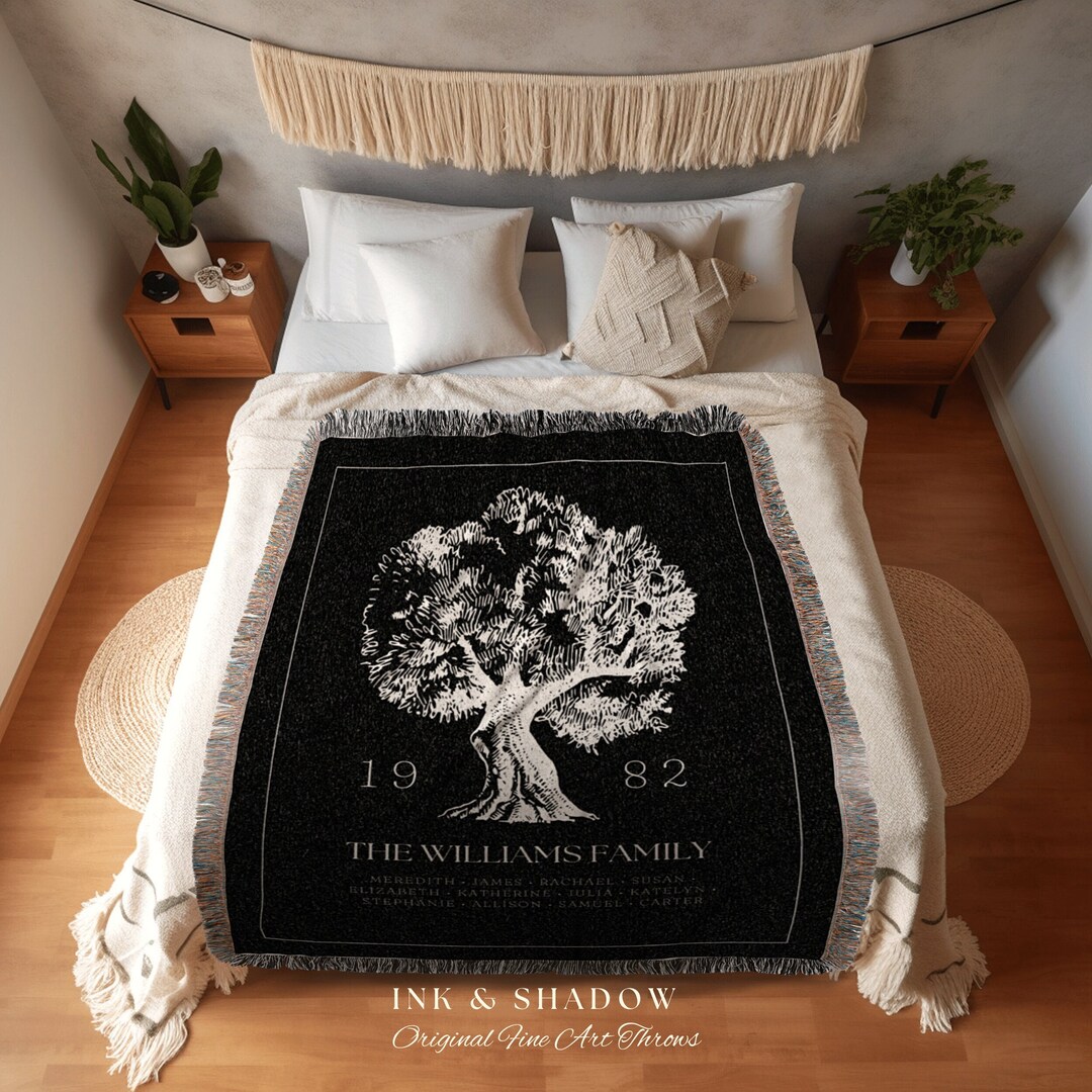 Personalized Family Tree Blanket Woven Tapestry Family Tree Etsy