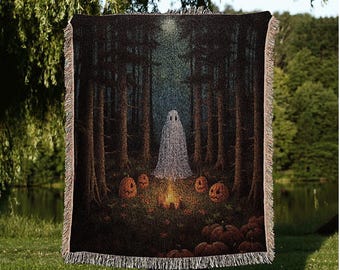 Macabre Ghost Painting Tapestry Blanket Ghost Spooky Tapestry | Halloween Vintage Ghost Art Woven Tapestry Halloween Decor Dark Academia Art