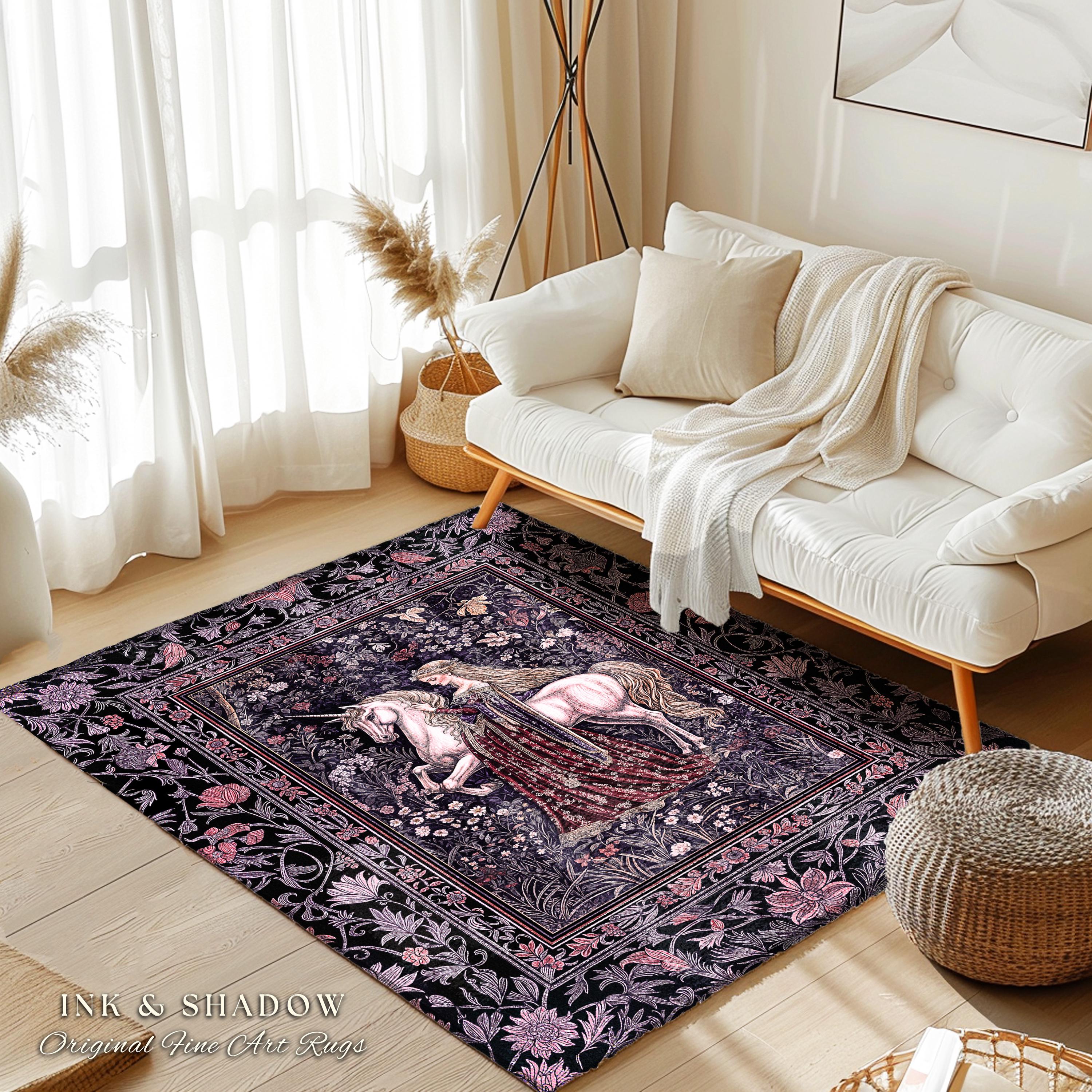 Colorful Rug Medieval Pastel Whimsical Medieval Accent Rug | Enchanted Cottagecore Home Decor ...