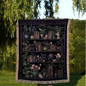 Book Lover Tapestry Blanket | Library Blanket Goth Home Decor Dark Academia Book Lovers Gift  Witchy Room Decor Vintage Book Lover Tapestry