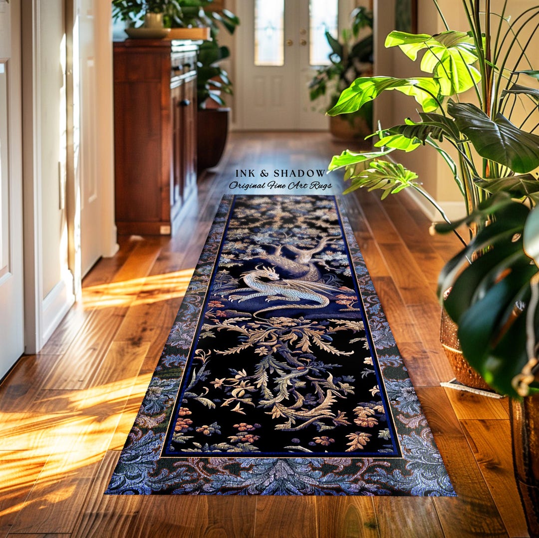 Mystic Moody Dragon Runner Rug | Ethereal Botanical Woodland Magic ...