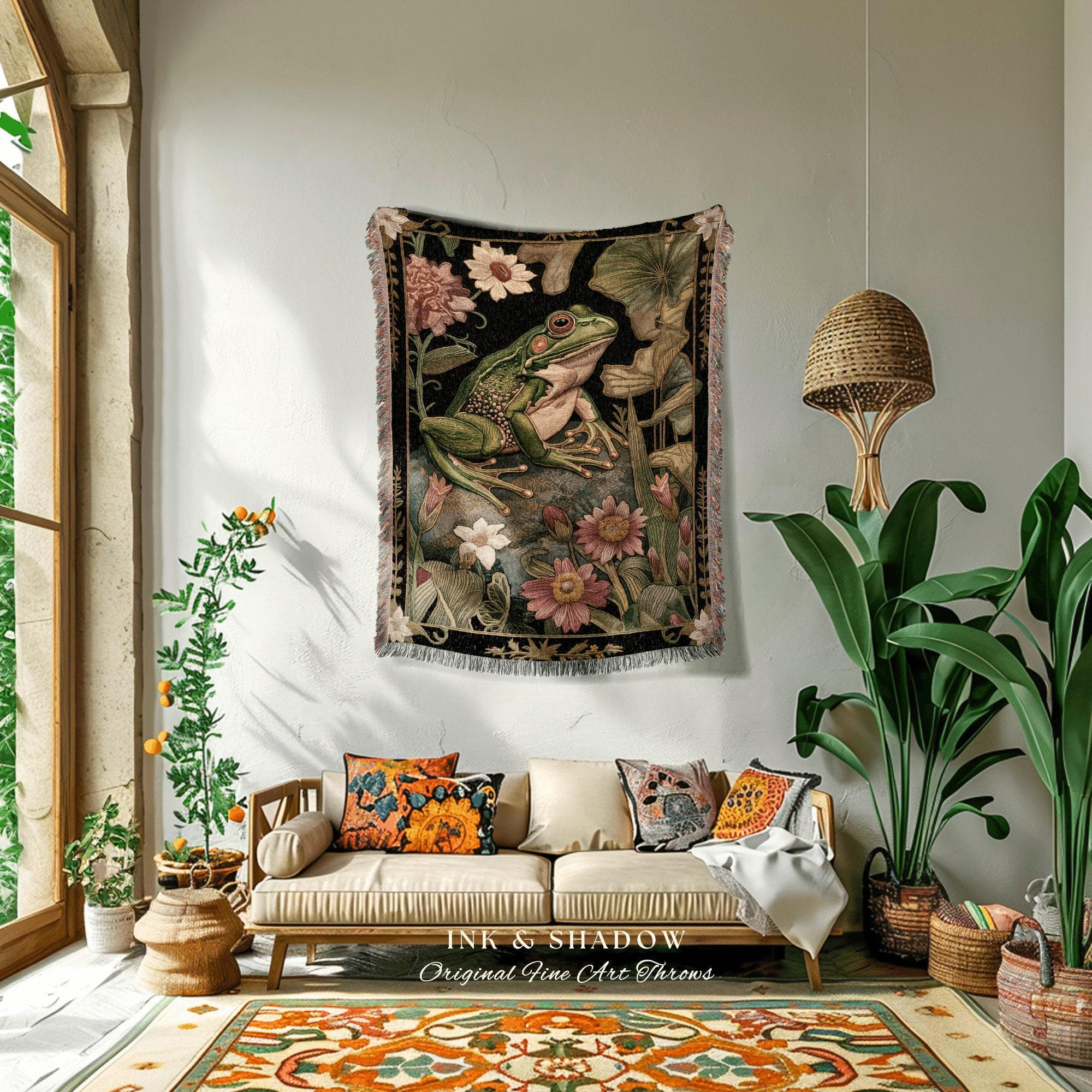 Fairycore Woven Frog Blanket | Ethereal Room Decor Morris Inspired