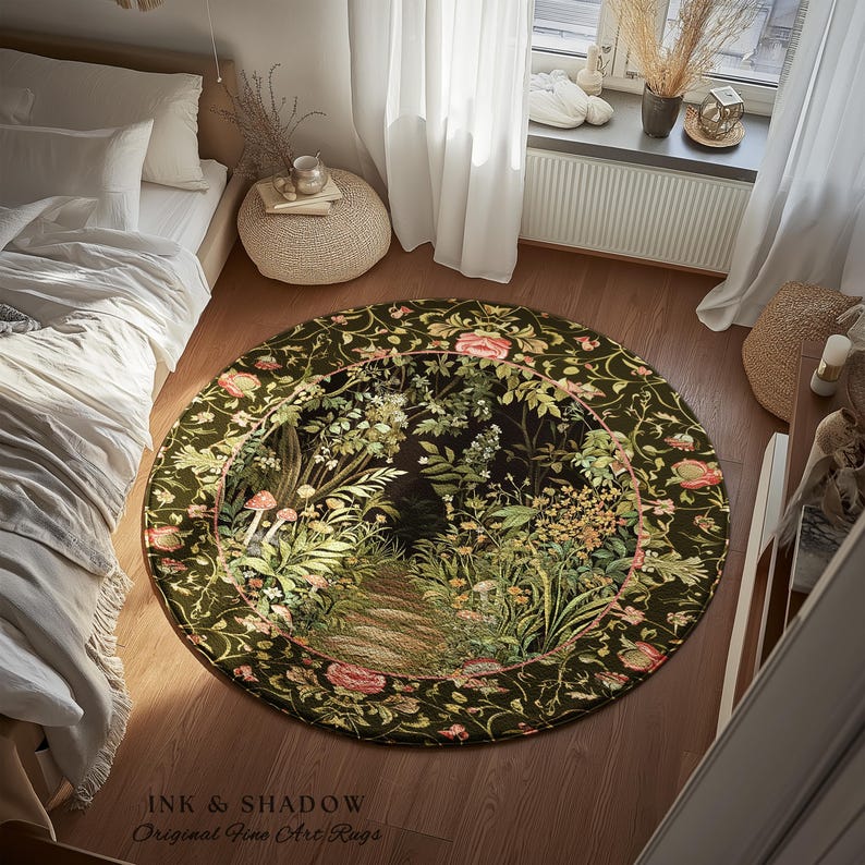 Toadstool Rug Toadstool Forest Mystical Mushroom Round Rug | Dark Academia Folklore ...