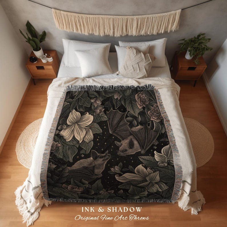 Starry Sky Bat Tapestry Blanket | Celestial Tapestry Pastel Wall Art Bedroom Decor Astrology Bat Colorful Wall Art Whimsical Dark Art Floral Bild 2