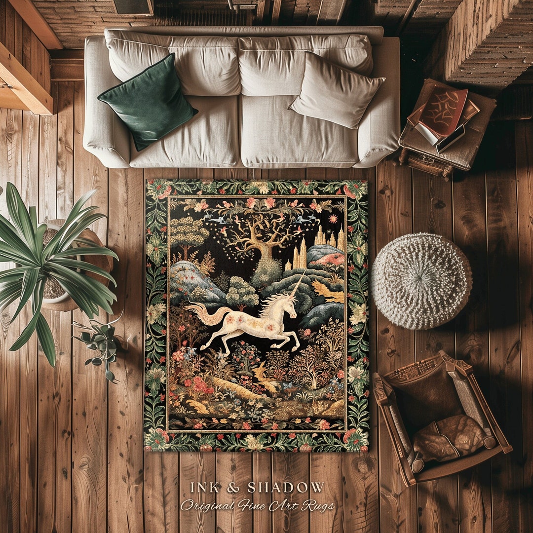 Fairytale Unicorn Floor Rug | Whimsical Fairy Folklore Aesthetic Room ...