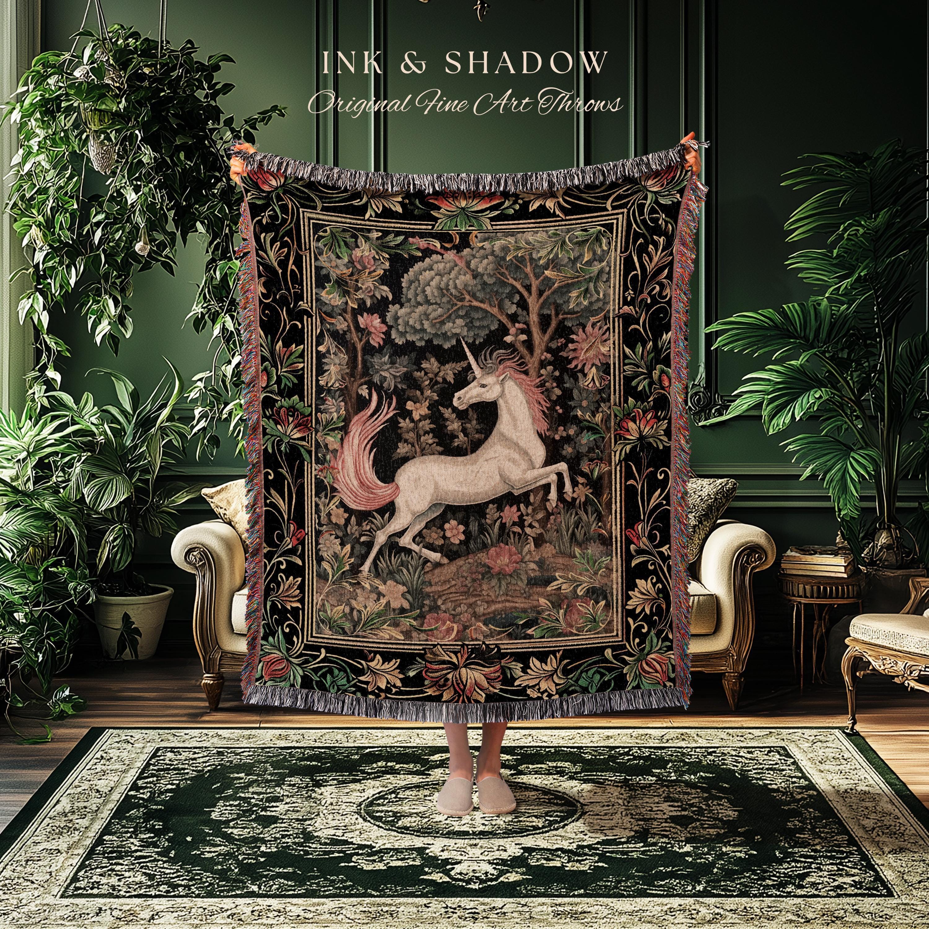 Princesscore Decor Folklore Unicorn Woven Tapestry | Princesscore Room Decor Cottagecore ...