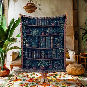 Book Lover Blanket Dark Academia Decor Bedroom | Witchy Decor Aesthetic Goth Tapestry | Dark Cottagecore Decor Book Lovers Git Ideas | image 9