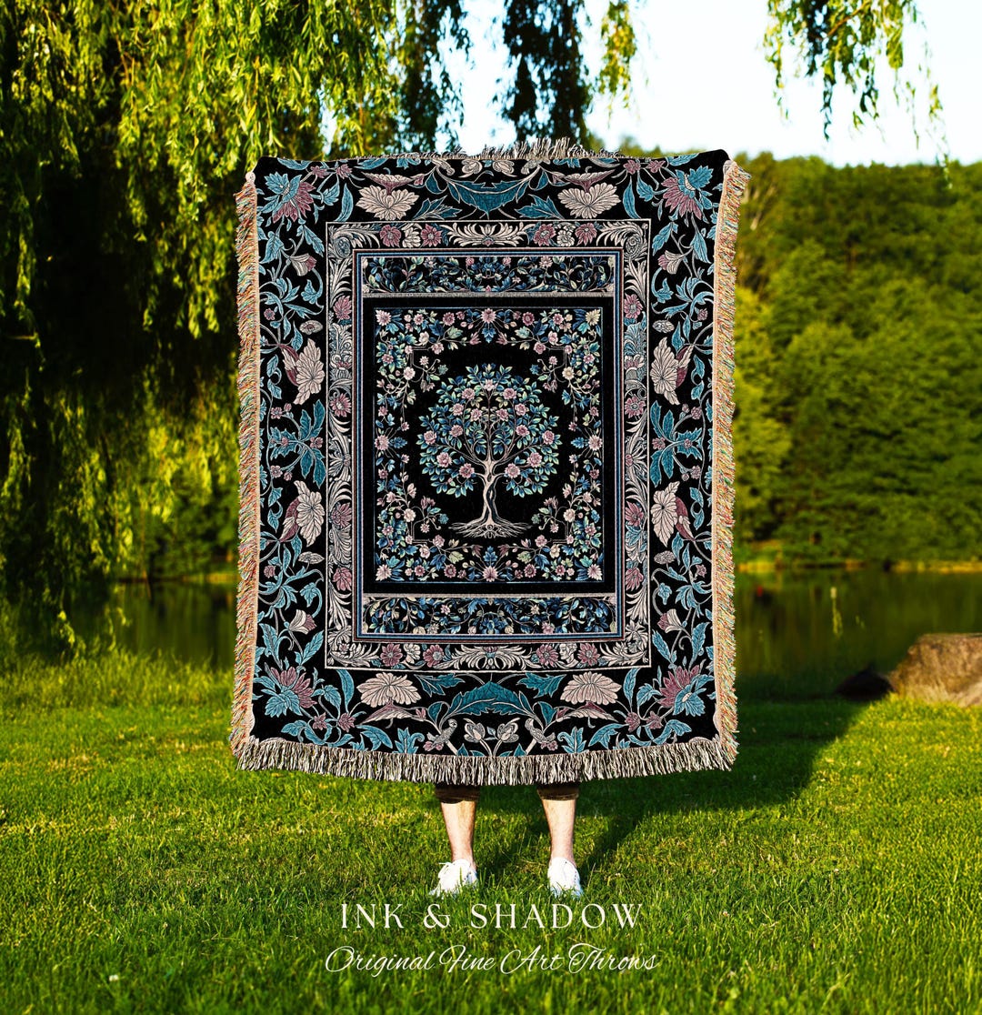 Timeless Folklore Tree Woven Throw Blanket Jacquard Tapestry - Etsy