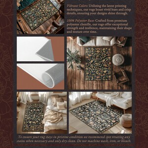 Dark Academia Living Room Rug Dark Floral Aesthetic Common Room Home ...