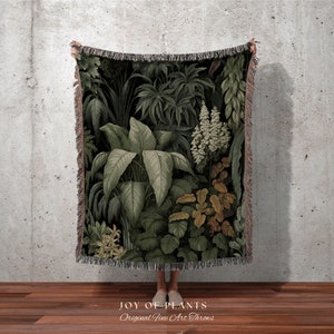 Vintage Dark Greenery Tapestry Woven Cotton Throw Blanket Dark Cottagecore Decor Blanket Forest Tapestry Goblincore Bedroom Forest Green Etsy