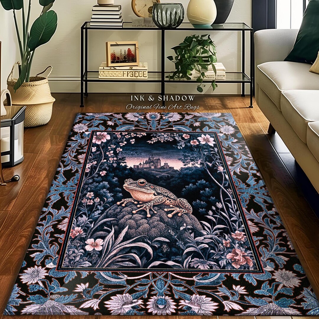 Witchy Toad Rug for Moody Bedroom | Dark Victorian Floral Frog Lover ...