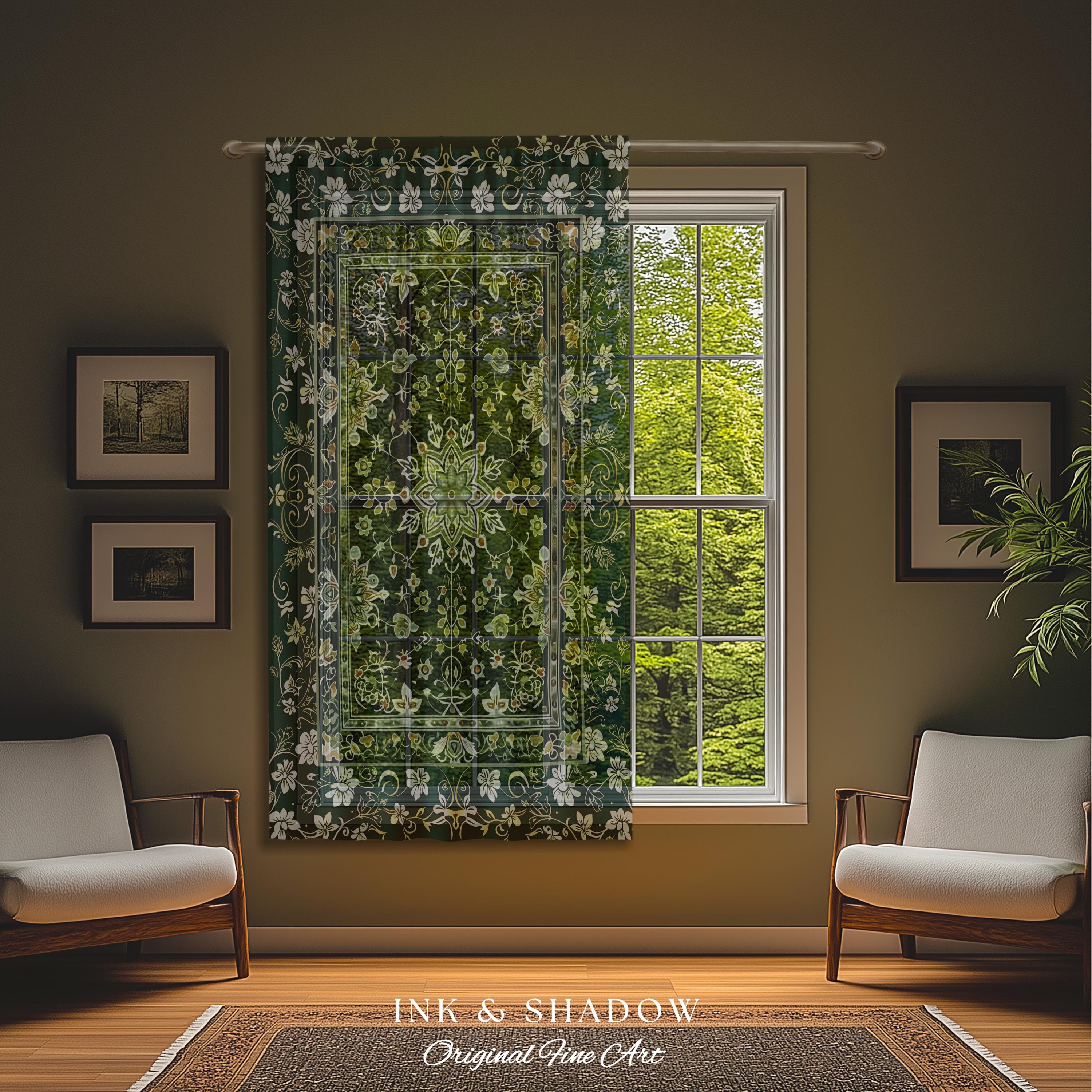 Moody Emerald Green Curtains | Persian Green Window Drapes Ornate With Blue  Green Detail Dark Academia Victorian Gothic Aesthetic Dark Teal - Etsy
