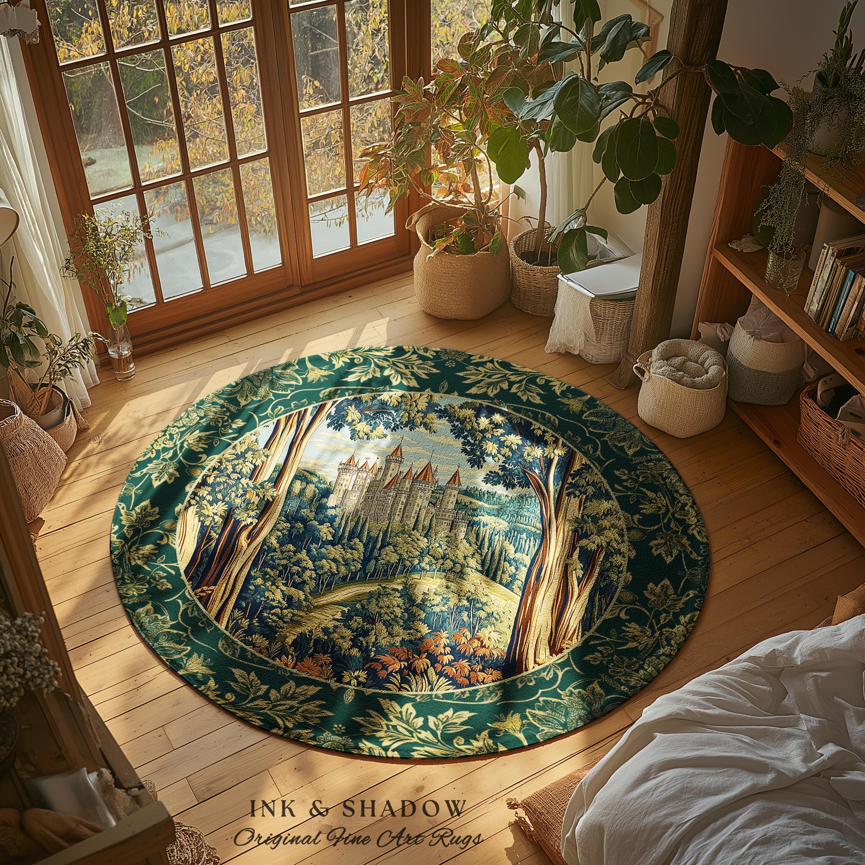 Fairytale Aesthetic Castle Round Rug | Fairycore Large Area Rug ...