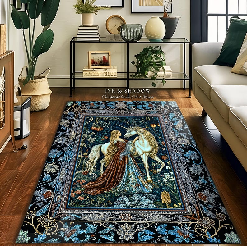 Colorful Rug Medieval Moody Medieval Rococo Area Rug | Vintage Fantasy Bedroom Home Decor ...