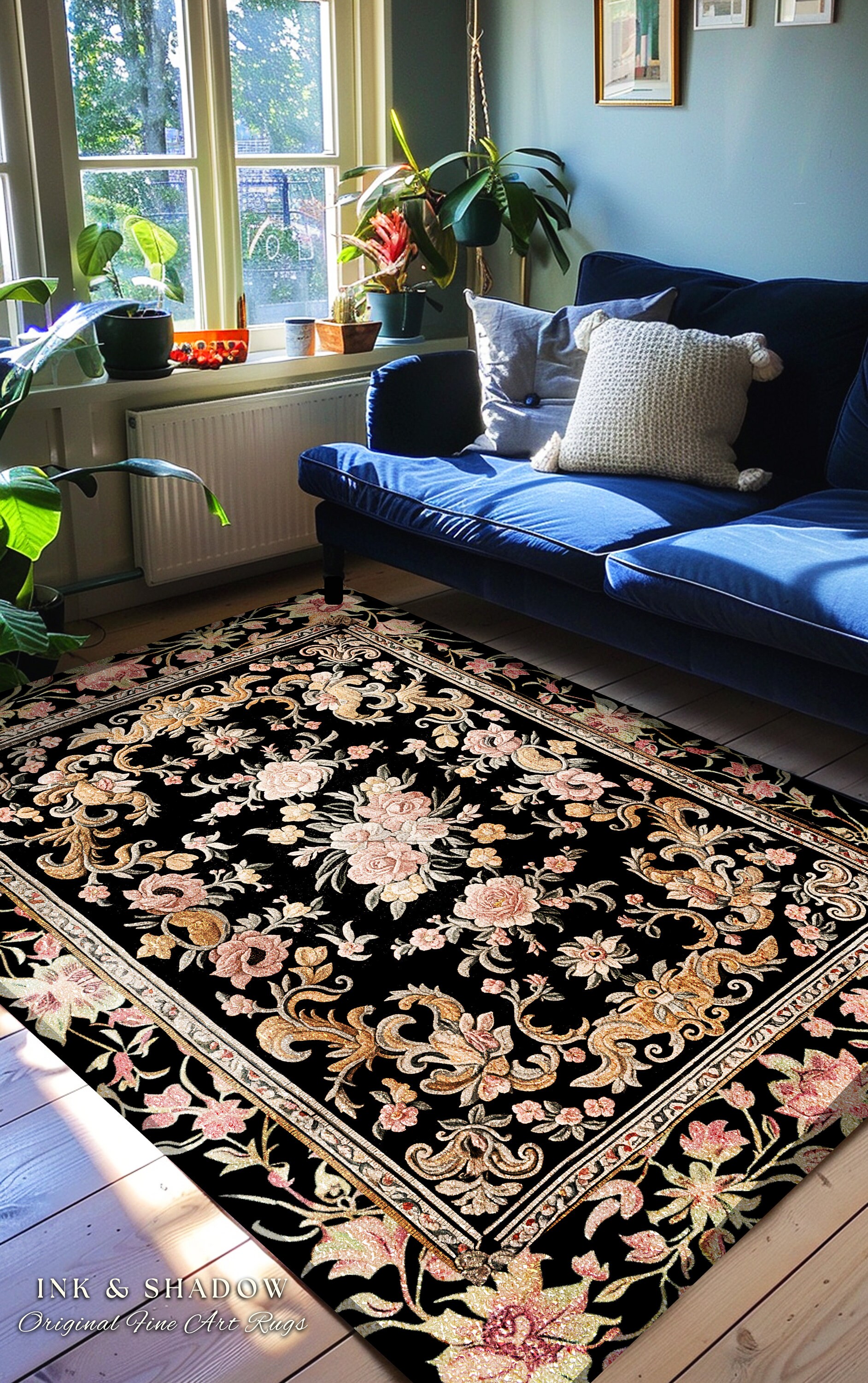 Dark Pastel Maximalist Rug | Bohemian Aesthetic Living Room Home Decor ...