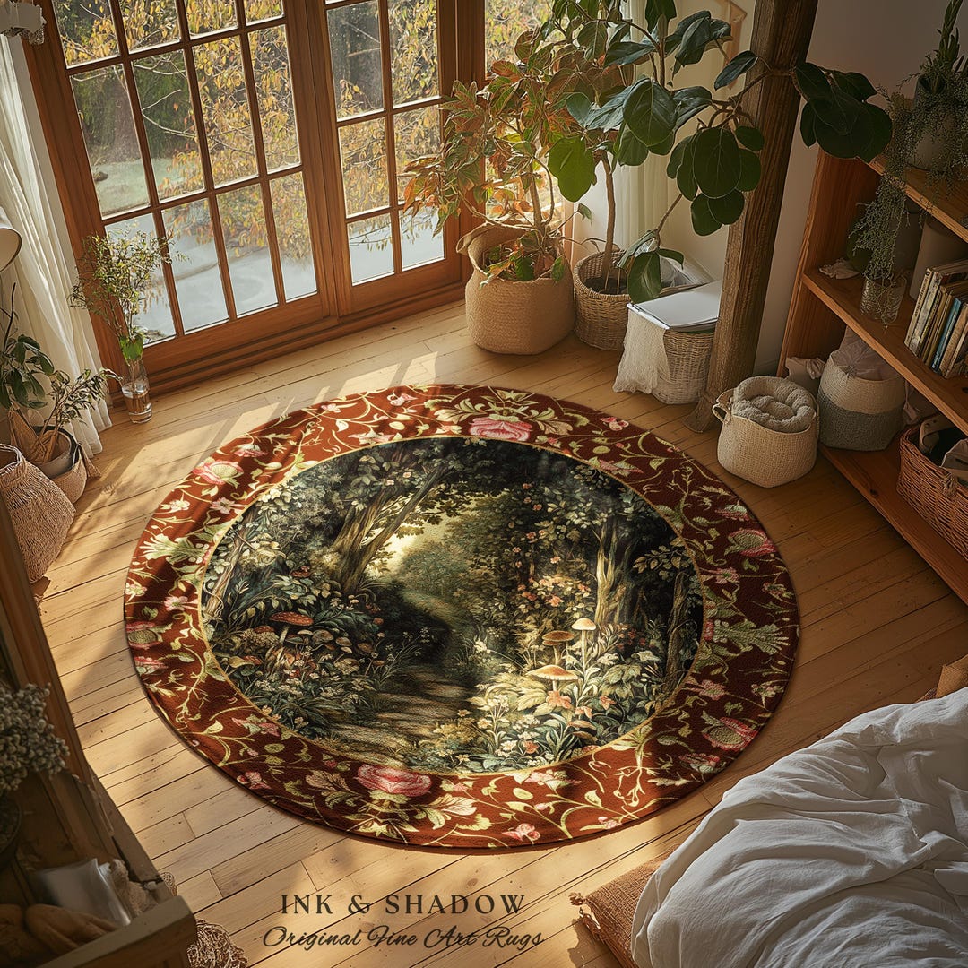 Fairy Rug Round Fairy Ethereal Forest Round Area Rug | Mystic Dark Academia Folklore ...