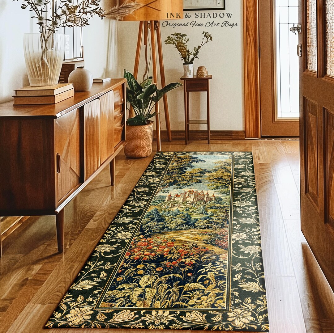 Rustic Castle Rugs Regal Rococo Mystic Castle Runner Rug | Ethereal Fairycore Rug Folklore ...