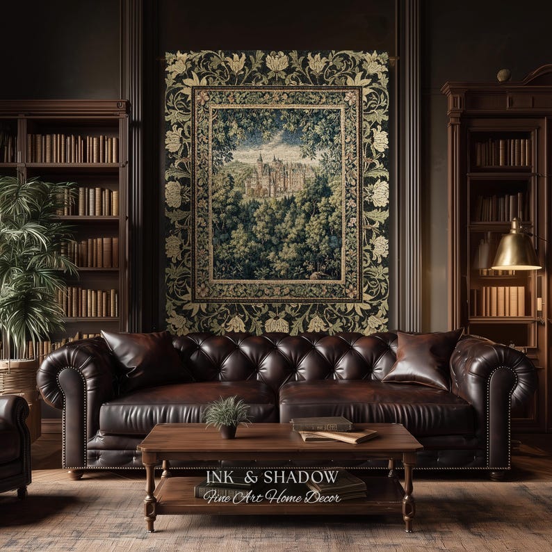 Ethereal Fairytale Fantasy Castle Tapestry | Dark Academia Woodland Fairy Folklore Princess Aesthetic Magical Landscape Forestcore Romantic image 9