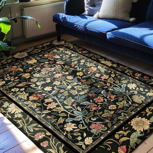 Bedroom Floor Mat Cottagecore | Bohemian Aesthetic Living Room Home Decor Rustic Housewarming Gift Cottagecore Earth Tone Bedroom Decor