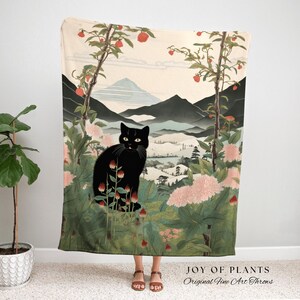 Vintage Cat Tapestry Blanket Woven | Japanese Tapestry Boho Room Decor Blanket | Autumn Decor Tapestry Black Cat Blanket Dorm Room Decor | zdjęcie 10