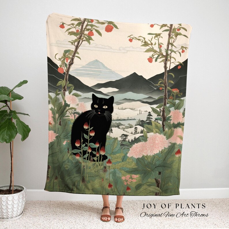Vintage Cat Tapestry Blanket Woven | Japanese Tapestry Boho Room Decor Blanket | Autumn Decor Tapestry Black Cat Blanket Dorm Room Decor | zdjęcie 10