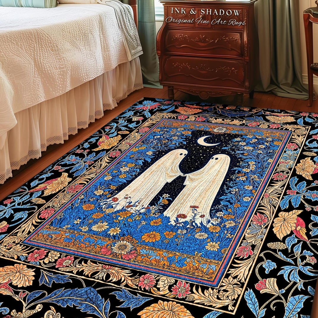 Spirit Walk Rug Collection Dreamy Floral Spirits Area Rug | Moody Celestial Cottagecore Bedroom ...