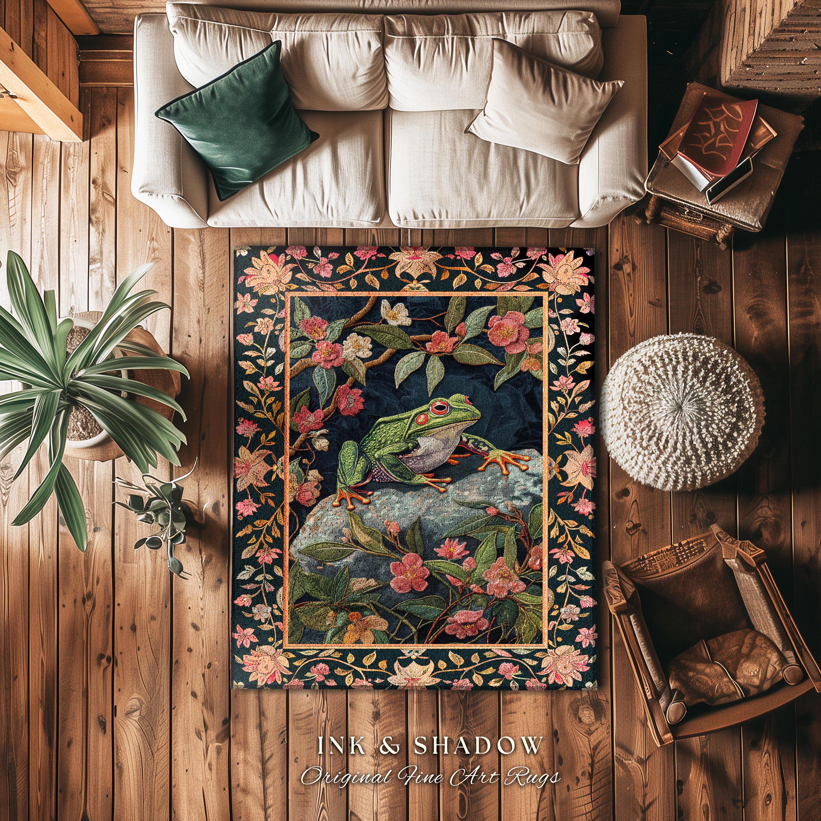 Tree Frog Eclectic Floral Rug | Goblincore Aesthetic Living Room Home ...
