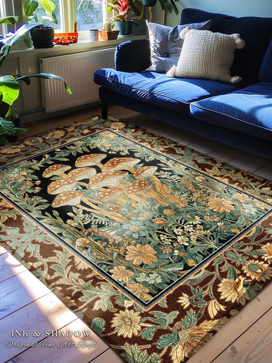Toadstool Rug Witchy Mushroom Herbology Rug | Ethereal Fungi Forest Toadstool Decor ...