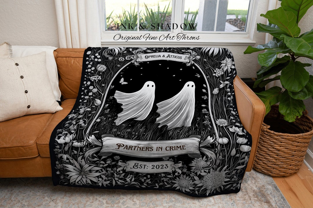 Goth Couple Ghost Throw Blanket Personalized Wedding Blanket Etsy