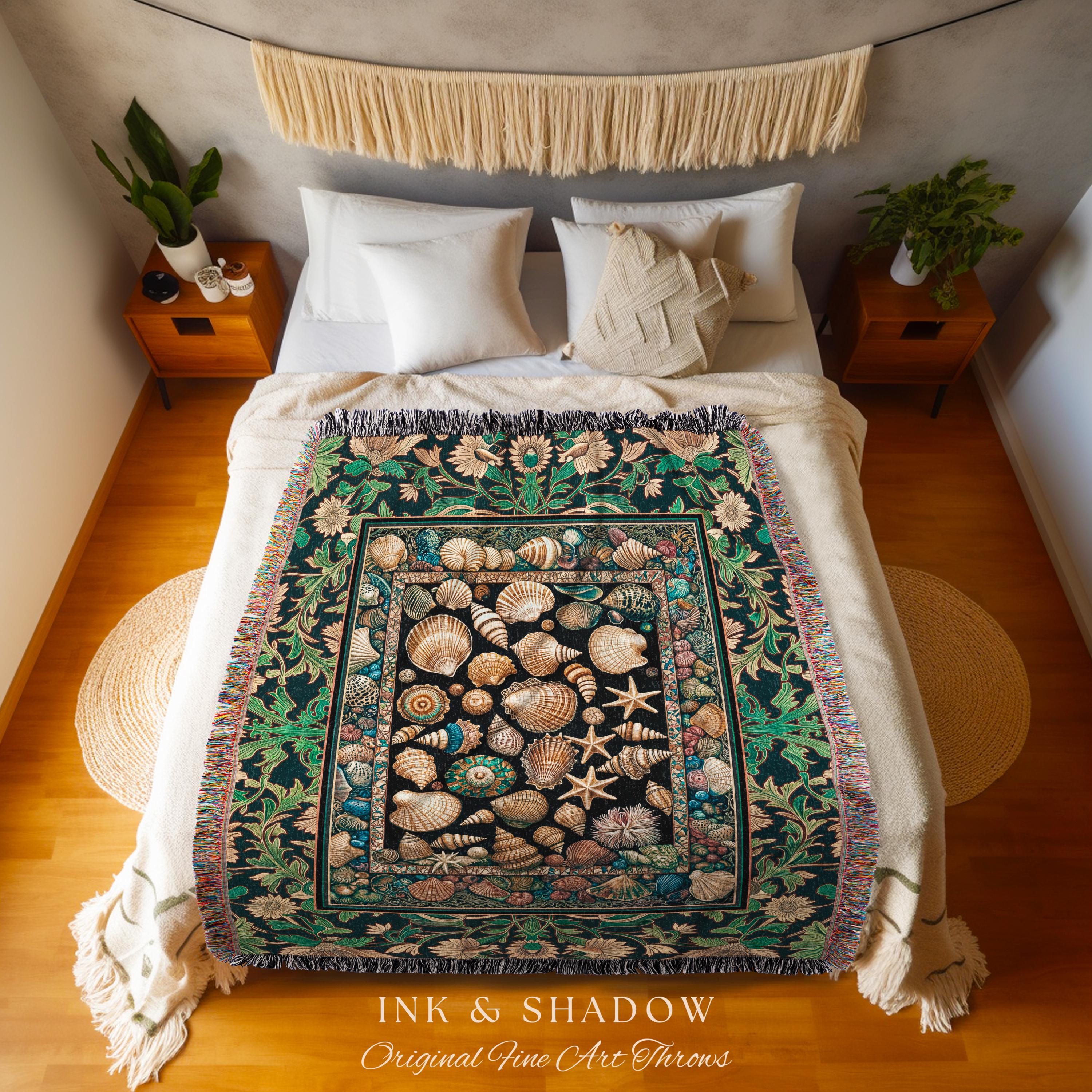 Under the Sea Woven Seashell Blanket | Nautical Mermaidcore Decor ...
