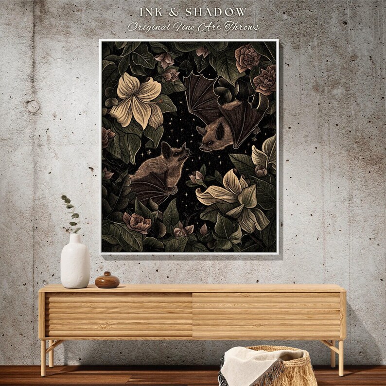 Starry Sky Bat Tapestry Blanket | Celestial Tapestry Pastel Wall Art Bedroom Decor Astrology Bat Colorful Wall Art Whimsical Dark Art Floral Bild 3