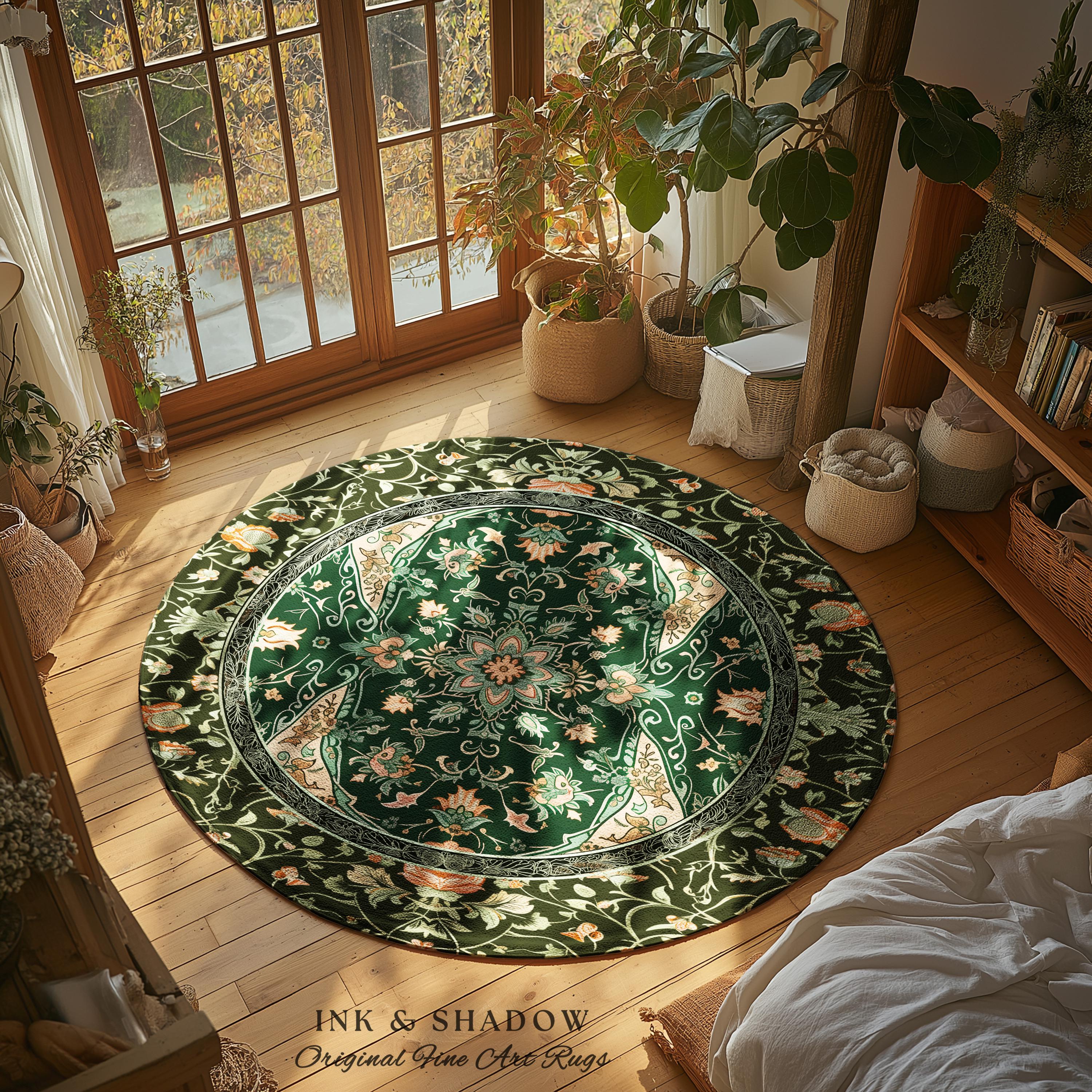 Elegant Sea Green Area Rug | Classic Ornate Statement Rug With