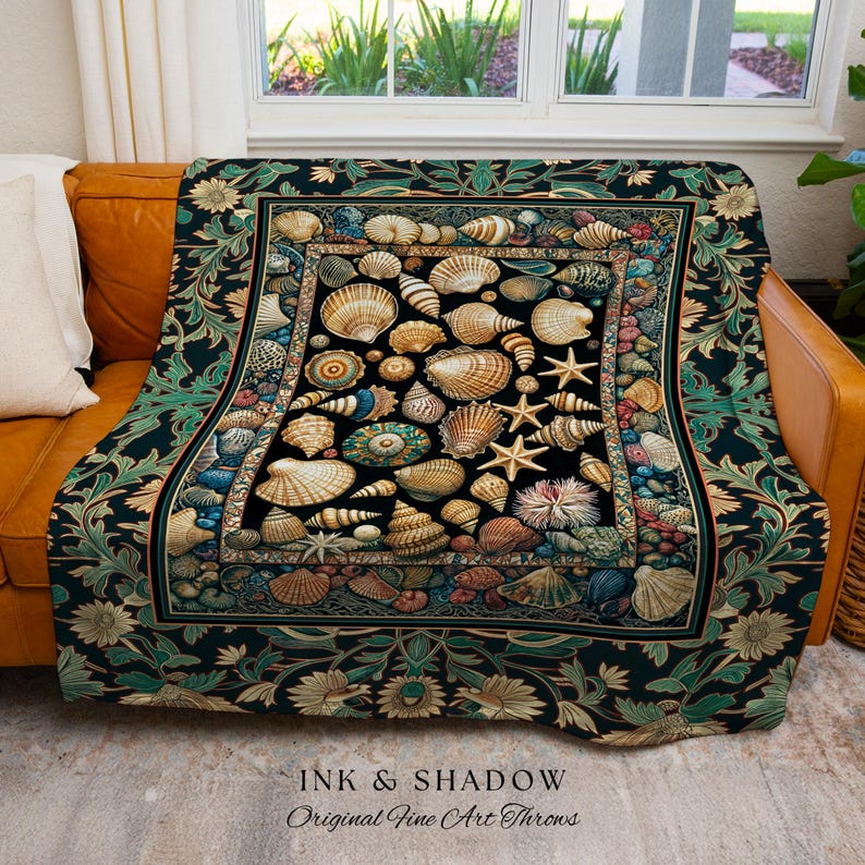 Under the Sea Woven Seashell Blanket | Nautical Mermaidcore Decor ...