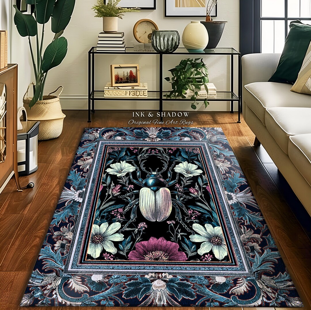 Victorian Gothic Scarab Beetle Rug Enchanted Dark Botanical ...