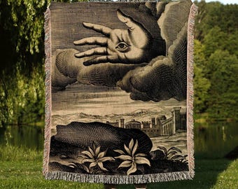 Dark Academia Tapestry Woven Blanket | Woven Wall Hanging Whimsigoth Decor | "Recueil D'emblemes Divers" | Dark Cottagecore Gothic Tapestry