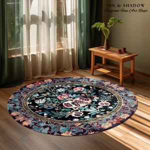Witchy Dark Academia Pomegranate Rug Whimsigothic Floral Home Decor, Enchanted Woodland Cottagecore Botanical Victorian Gothic Nature Accent image 15