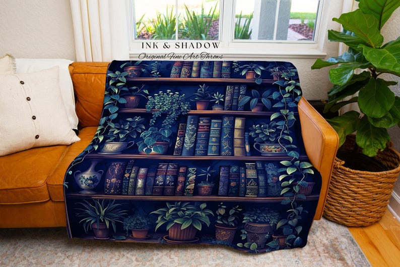 Book Lover Blanket Dark Academia Decor Bedroom | Witchy Decor Aesthetic Goth Tapestry | Dark Cottagecore Decor Book Lovers Git Ideas | image 6