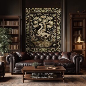 Woodland Gothic White Dragon Blanket Enchanted Forest Tapestry Throw | Mystical Dark Academia Whimsical Fantasy Forestcore Art Deco Decor image 19