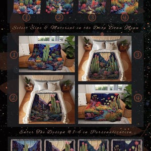 Moonlit Landscape Desert Throw Blanket Woven Tapestry Night Sky Cactus Blanket Desert Night Mystical Blanket Southwestern Boho Blanket Bild 2