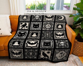 Spooky Season Throw Halloween Home Decor Cozy Witch Witchy Blanket Gift For Goth Room Decor Whimsigothic Fall Decorating Dark Academia Throw