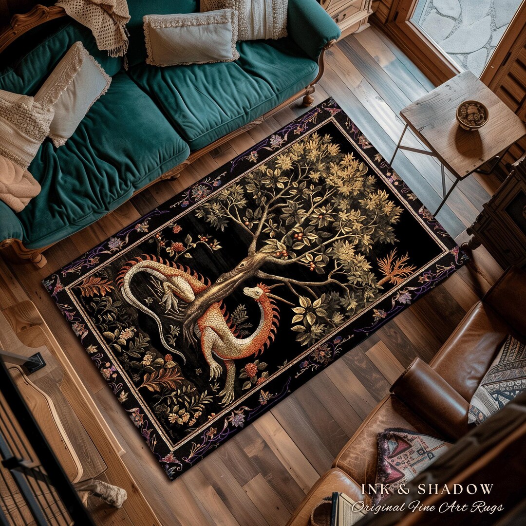 Goblincore Dragon Accent Rug | Medieval Fairytale Inspired Nursery ...
