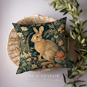 Fairycore Rabbit Throw Pillow | Couch Cushion William Morris Throw ...