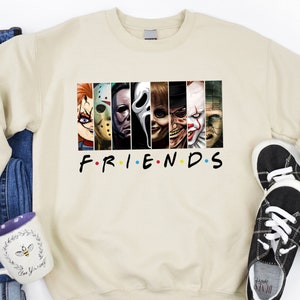 Friends Halloween Shirt, Horror Characters Friends  Sweatshirt, Horror Movie Characters Tshirt, Friends Sweatshirt, Friends Halloween Shirt