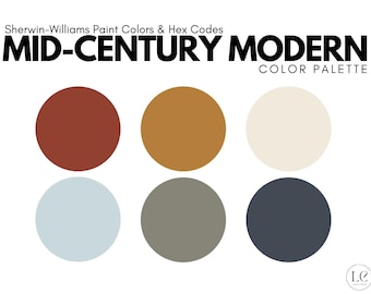 Sherwin Williams-Mid-Century Modern Color Palette + Hex Codes